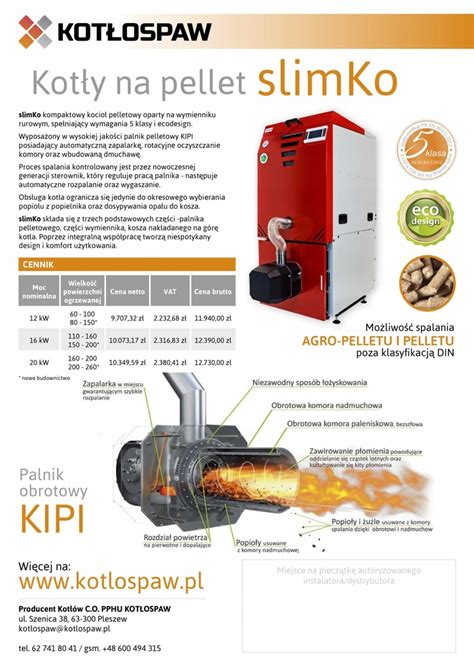 Kocioł na pellet KIPI slimko 16 kW 5 klasa 160 m2 7411616301