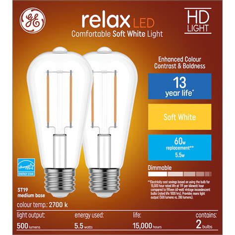 Ge Relax Hd Soft White W Replacement Led Clear Decorative St Light