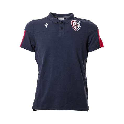 Polo Staff Bambino Calcio Cagliari Navy Rosso Macron