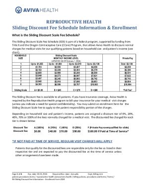 Fillable Online Sliding Discount Fee Schedule Information Enrollment