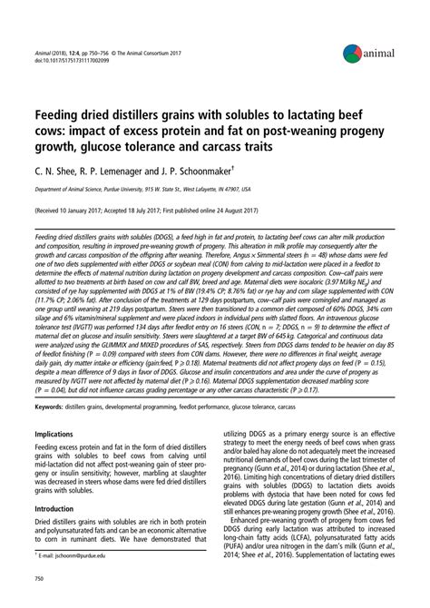 Pdf Feeding Dried Distillers Grains With Solubles To Lactating Beef Cows Impact Of Excess