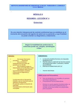 Resumen entrevista Historia clínica Transferencia PDF