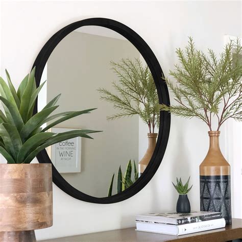 Davao Black Round Wood Frame Mirror | Luxe Mirrors