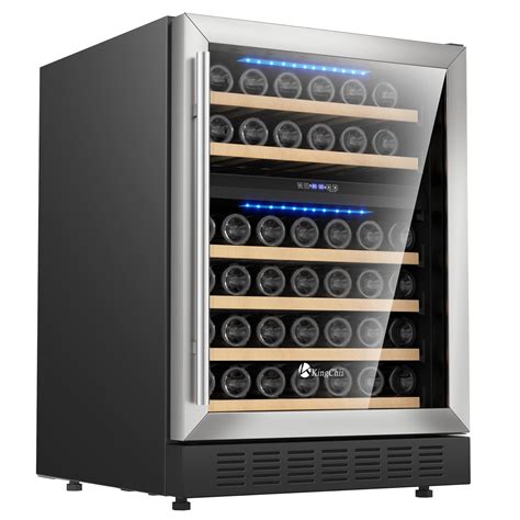 KingChii 24 Inch 46 Bottle Dual Zone Wine Cooler Refrigerator