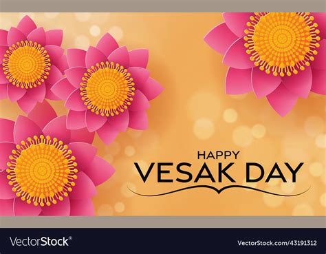 Happy Vesak Day Wishes Cards With Lotus Flowers Vector Image