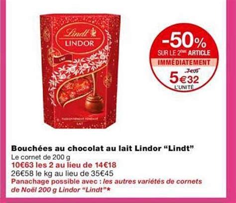 Promo Bouch Es Au Chocolat Au Lait Lindor Lindt Sur Le Me