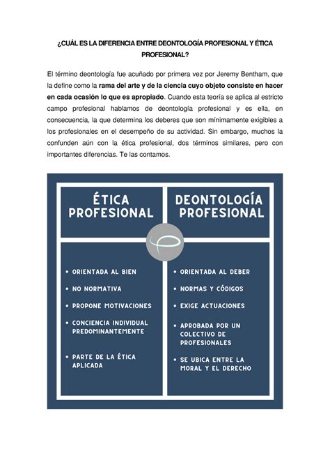 Cu L Es La Diferencia Entre Deontolog A Profesional Y Tica Profesional