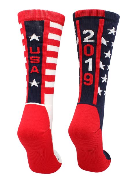 Usa Pride Athletic Crew Socks 2019 Navyredwhite Medium