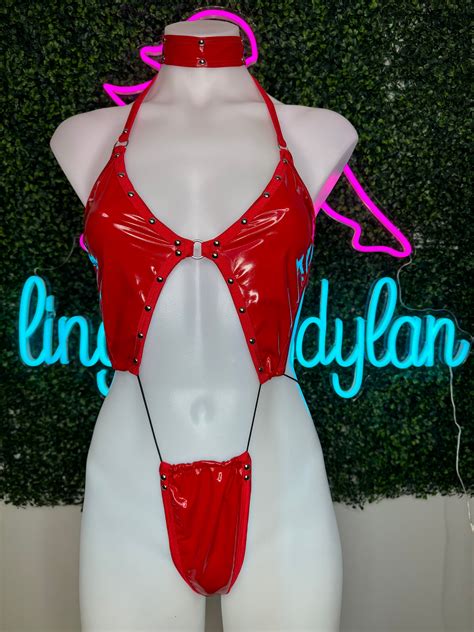 Red Latex One-Piece Dominatrix Stripper Outfit – Lingeriebydylan