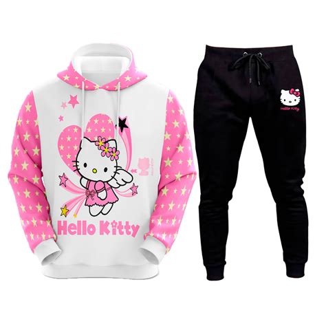 Roupa Hello Kitty Adulto - Kit Conjunto Blusa de Moletom E Calça Hello Kitty Boneca Desenho Adulto ...