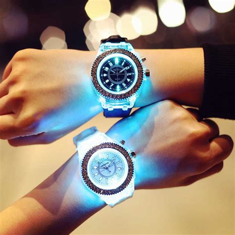 Led Flash Luminous 7 Color Light Wrist Watch Jewel Garden