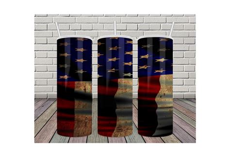 20oz Tumbler USA Flag Wood Graphic By Ratipornkungdent Creative Fabrica