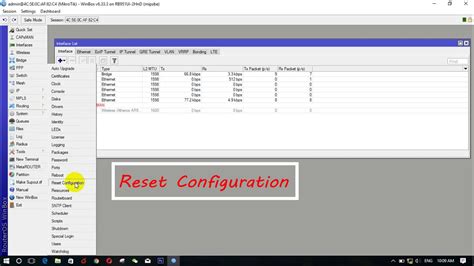 How To Reset Configuration On Mikrotik Router Youtube