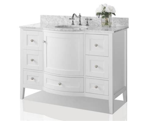 Single Sink Bath Vanity Set In White With Italian Carrara White