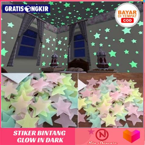 Nita Skincare Mix 20 Pcs Stiker Bintang Glow In The Dark Sticker