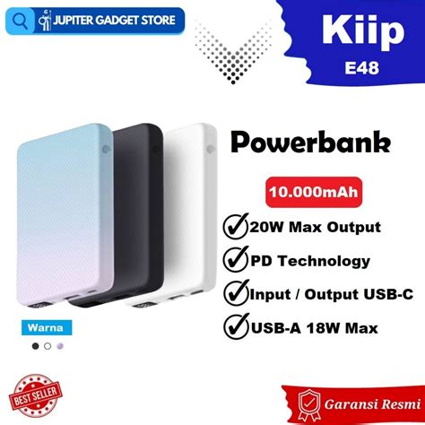 Jual KiiP E48 PowerBank 10000mAh USB Type C PD QC Fast Charging 20W