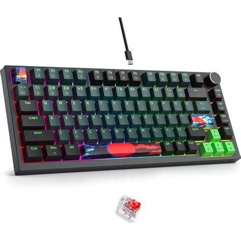 Wired Percent Mechanical Keyboard Hot Swappable Red Switch Rgb Backlit Keys Tkl