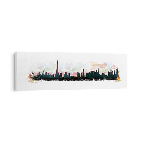 Hand Drawn Sketch With Watercolor Splash Of Dubai Skyline In Vector ...