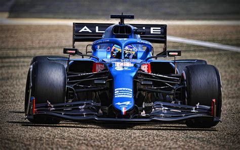 Primer plano de fernando alonso alpino a521 2021 coches f1 fórmula 1