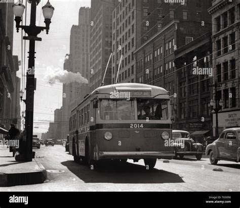 1950s Electric Trackless Trolley Bus Municipal Transportation Kansas