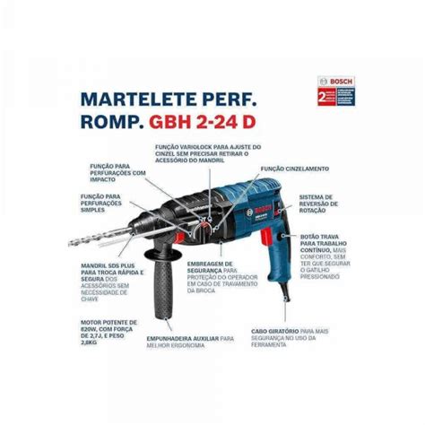 Martelete Rompedor Bosch GBH 2 24 D 820W 220V