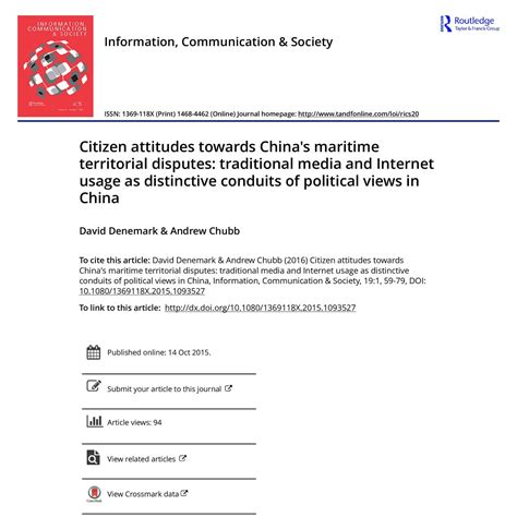 Citizen Attitudes Towards Chinas Maritime Territorial Disputes