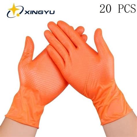 GANT DE CHANTIER Orange 20 PCS XL Gants examen en Latex synthétique