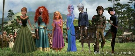 Anna Merida Rapunzel Elsa Jack Hiccup And Mavis