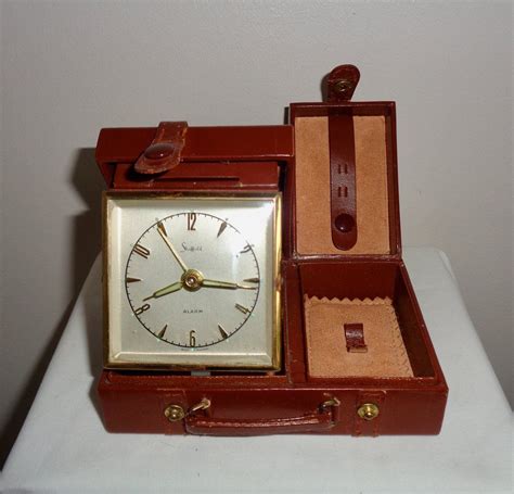 Vintage Swiza Sheffield Alarm Clock Shaped Like A Leather Suitcase