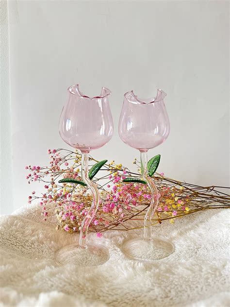 Rose Shaped Wine Glass Elegant Floral Wine Glass Handmade Flower Glass Flower Inspired Home