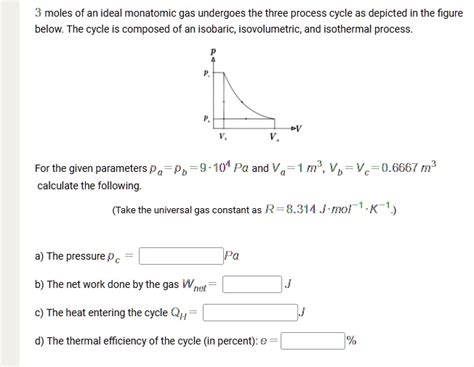 Solved Moles Of An Ideal Monatomic Gas Undergoes The Three Process