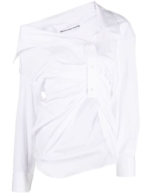 Alexander Wang Asymmetric Hem Asymmetrical Classic White Shirt Off