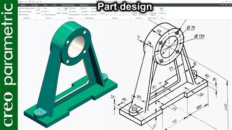 Creo Part Modeling Tutorial Machine Part 20 In Creo Parametric YouTube