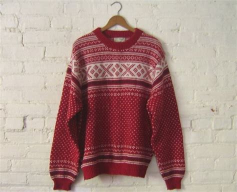 Vintage LL Bean Nordic Sweater Women M Christmas Winter