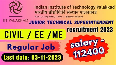 Iit Recruitment Junior Technical Superintendent Civil Ee Me Direct