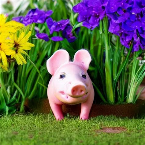 Beautiful Miniature Piglet Wearing A Sunhat Piggy Stable Diffusion