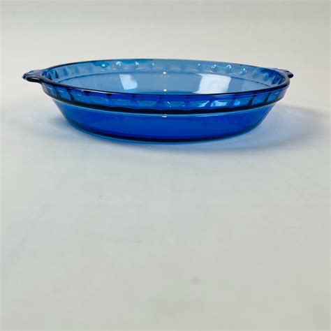 Vintage Pyrex Cobalt Blue Glass Fluted Pie Pan Crimped Deep Dish