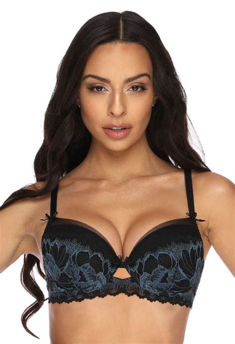 Biustonosz Push Up Czarno Niebieski Angel M 3329 11 75D MAT Lingerie