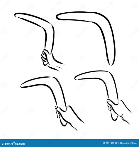 Boomerang In Flight Vector Drawing Boomerang Vector Stock Vector