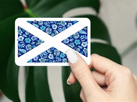 Scottish Flag Sticker, Scotland Vinyl Decal, Blue Watercolor Floral Flag Art Gift, St Andrew's ...