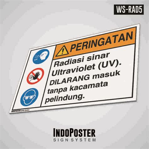 Jual Safety Sign K Pvc Ansi Bahaya Radiasi Ultraviolet Wajib Kacamata