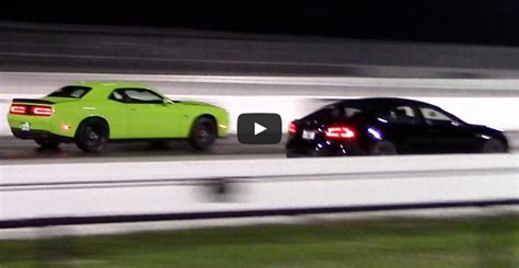 The Rematch Dodge Challenger SRT Hellcat Sets Drag Race Against Tesla