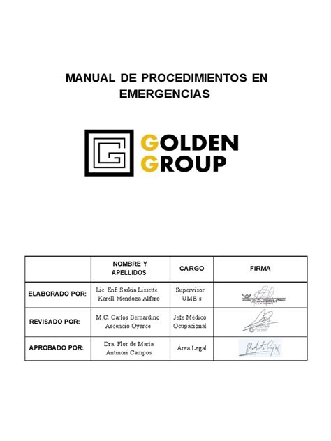 Manual De Procedimientos De Manejo De Emergencias Pdf Herida