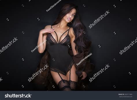 Sexy Beautiful Brunette Woman Lingerie Posing Stock Photo Shutterstock