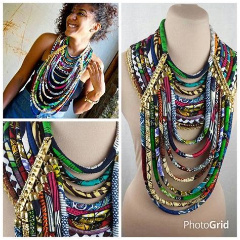 Gold Accented Multistrand Ankara Necklace African Wax Necklace