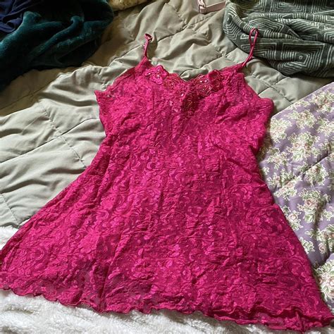 Pink Lacey Lingerie Dress With Badazzled Chest Size Depop