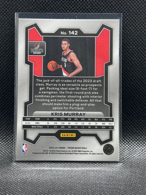 Kris Murray 2023 Panini Prizm 142 Rookie Portland Trailblazers EBay