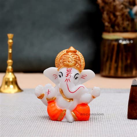 Buy Ascension Resin Handcrafted White Ochre Beautiful Lord Bappa