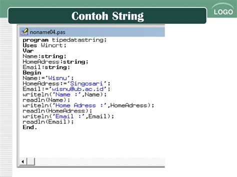 Tipe Data String Dasar Pemrograman Ppt Download