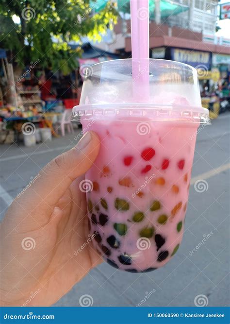 Boba Pink Milk Tea Stock Photo Image Of Boba Sweet 150060590